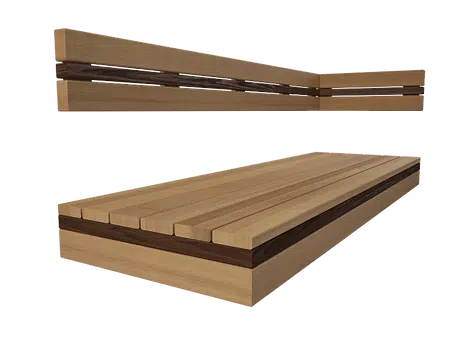 Klassische Liegezone, Bild von schräg vorne als Beispiel, designspezifische Sauna für Zuhause